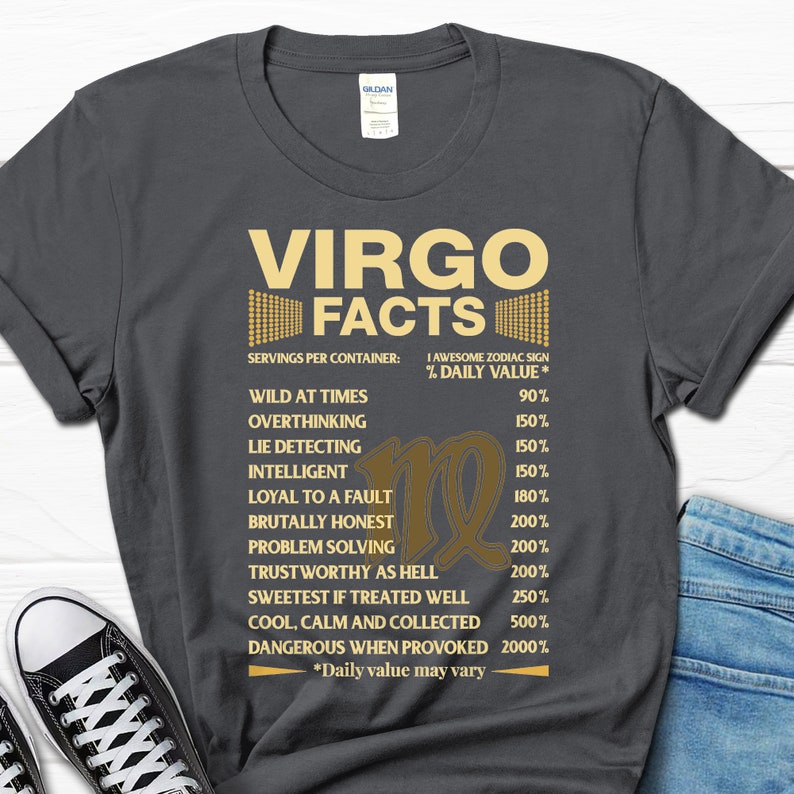 Virgo Facts Birthday Gift Funny T-shirt, Zodiac Sign Virgo Facts Humor Tee for Women, Virgo Girl Personality B-day Present Tee Shirt for Her afbeelding 5