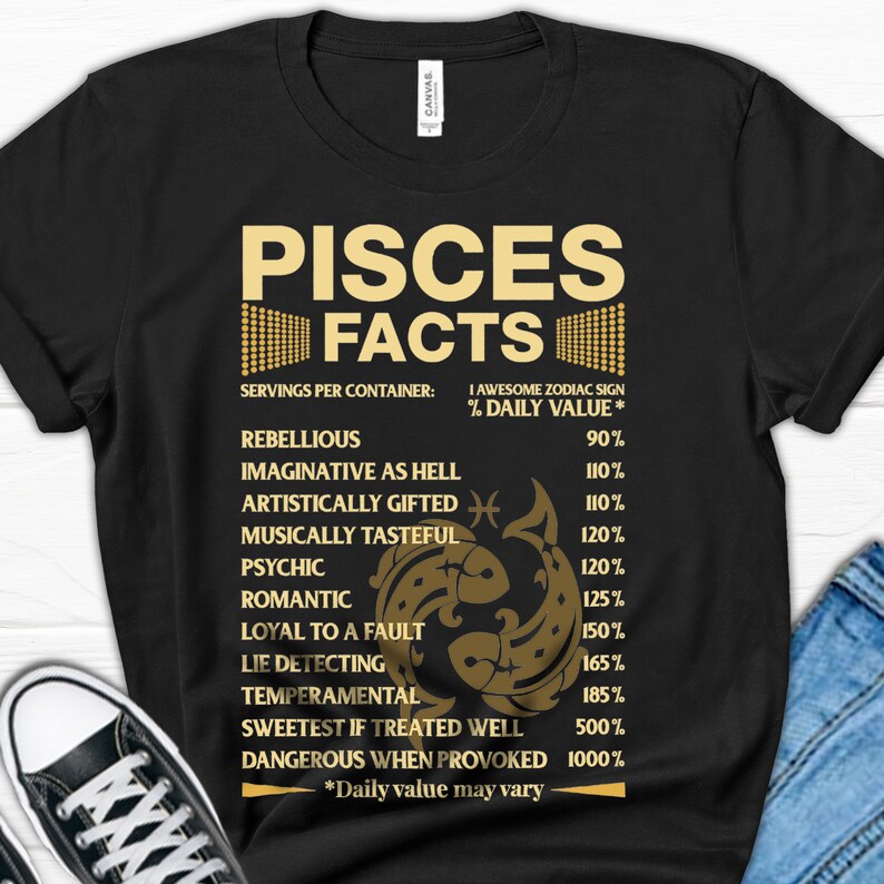 Pisces Facts Birthday Gift Funny Tshirt Pisces Zodiac Sign Etsy