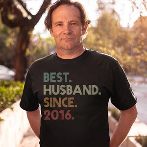 10th Wedding Anniversary Husband Gift, Husband since 2016 Shirt, 10 Year Married for Tee image 11