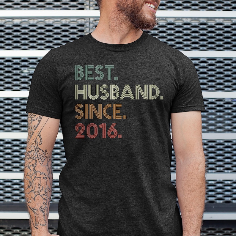 10th Wedding Anniversary Husband Gift, Husband since 2016 Shirt, 10 Year Married for Tee image 6