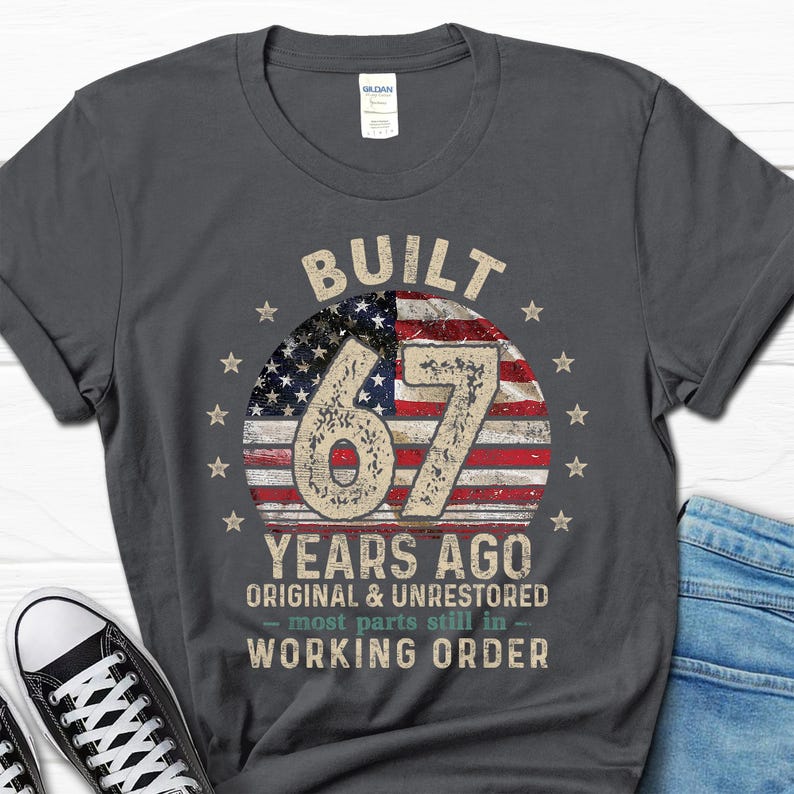 Built 67 Years Ago Shirt for Men, Vintage 1959 Men's Gift, 67th Birthday Dad T-Shirt, Husband Turning 67 Tee, Retro Classic Gifts for Him bild 2