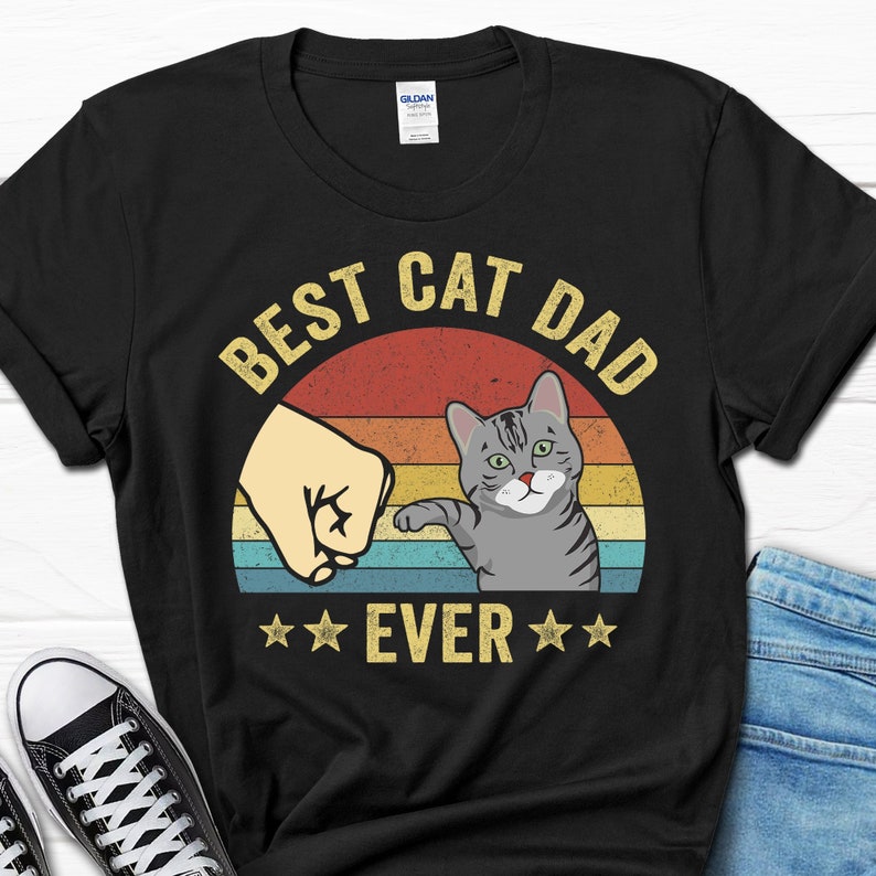 Father's Day Shirt, American Shorthair, Best Cat Dad Ever, Shorthair Cat Shirt, Shorthair Owner Gift, Cat Dad T-Shirt, Cat Lover Tee For Him image 2