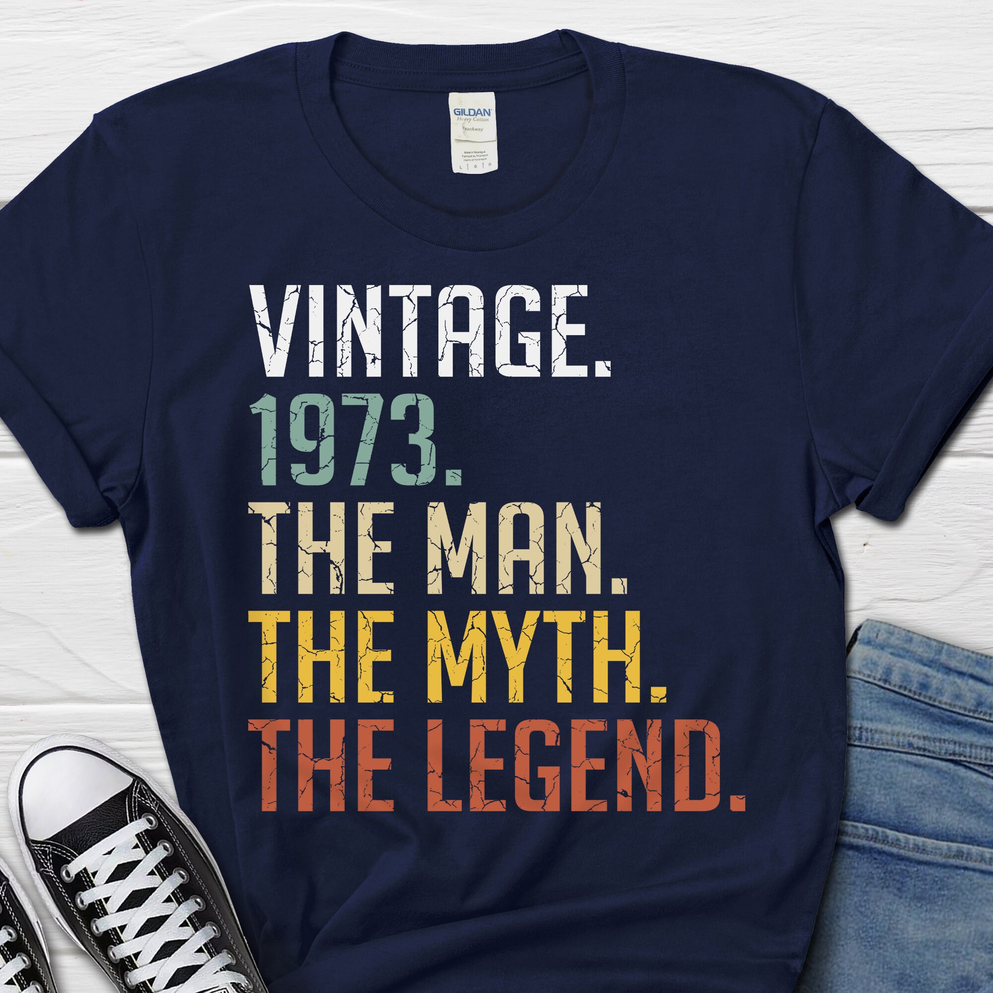 Discover 50th Birthday Gift for Men, 50th Birthday Mens Shirt, Born in 1973 T-Shirt