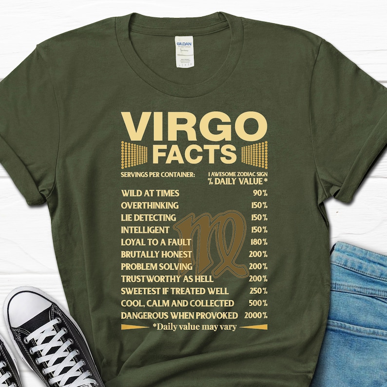 Virgo Facts Birthday Gift Funny T-shirt, Zodiac Sign Virgo Facts Humor Tee for Women, Virgo Girl Personality B-day Present Tee Shirt for Her afbeelding 4