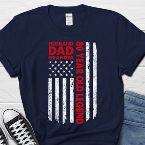 Husband Dad Grandpa 80 Year Old Legend Gift For Men, 80th Birthday Men's Shirt, Born In 1944 Papa Tee, Husband 80th Birthday T-Shirt For Him image 2