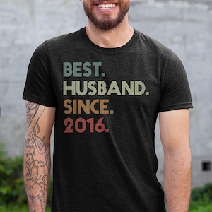 10th Wedding Anniversary Husband Gift, Husband since 2016 Shirt, 10 Year Married for Tee image 7