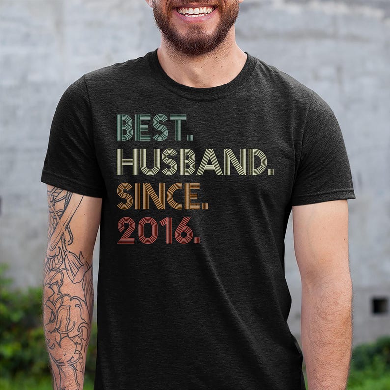 10th Wedding Anniversary Husband Gift, Husband since 2016 Shirt, 10 Year Married for Tee image 7