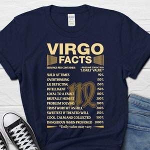 Virgo Facts Birthday Gift Funny T-shirt, Zodiac Sign Virgo Facts Humor Tee for Women, Virgo Girl Personality B-day Present Tee Shirt for Her afbeelding 3