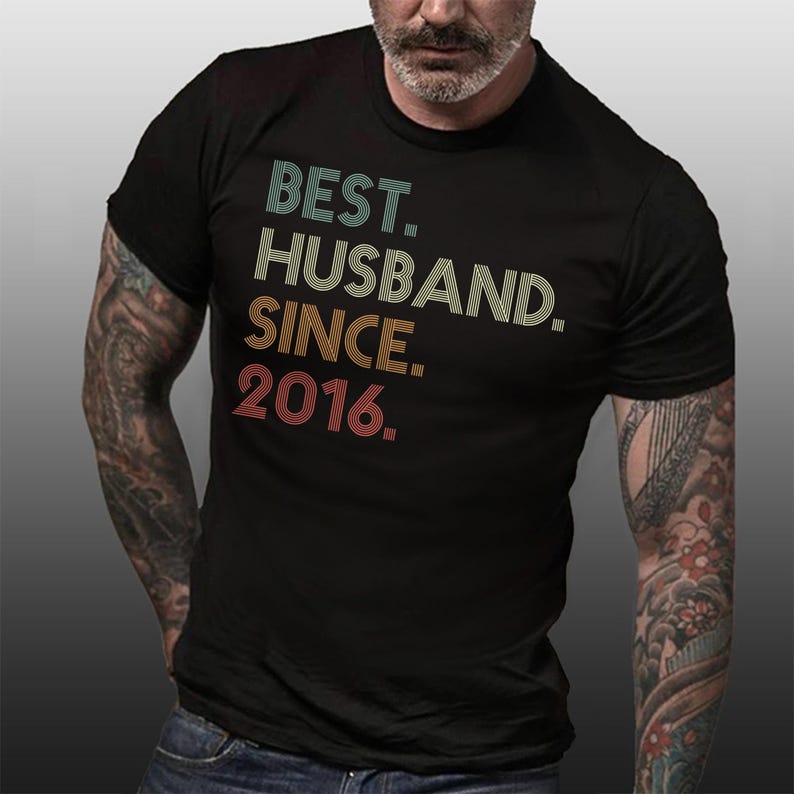 10th Wedding Anniversary Husband Gift, Husband since 2016 Shirt, 10 Year Married for Tee image 9