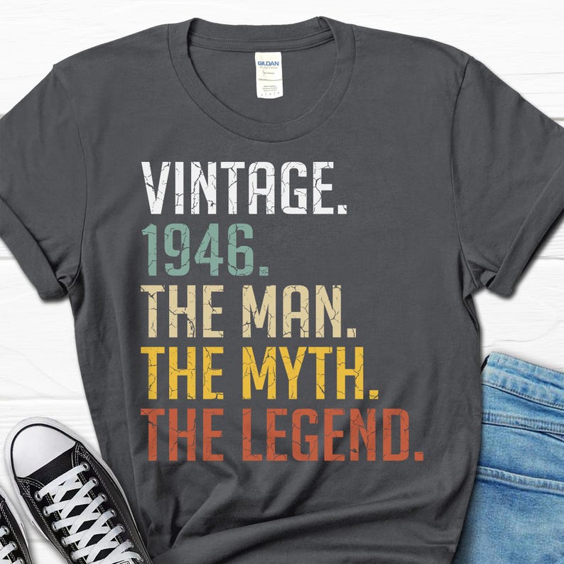 80th Birthday Gift, Born in 1946 Tee, 80th Vintage B-day Shirt, Turning 80 T-shirt image 2