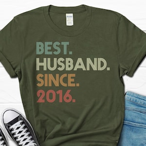 10th Wedding Anniversary Husband Gift, Husband since 2016 Shirt, 10 Year Married for Tee image 4