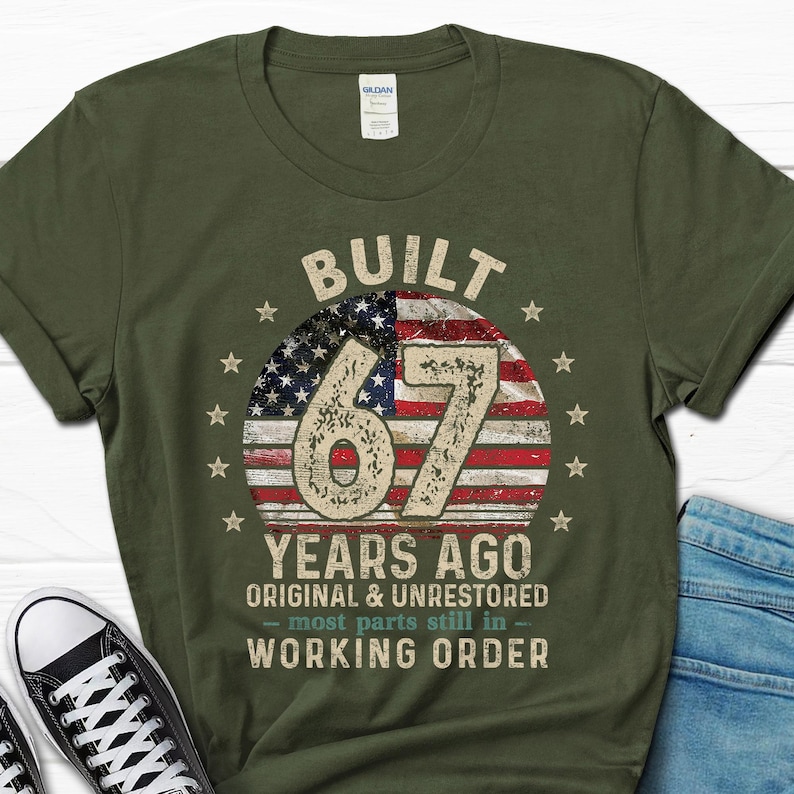 Built 67 Years Ago Shirt for Men, Vintage 1959 Men's Gift, 67th Birthday Dad T-Shirt, Husband Turning 67 Tee, Retro Classic Gifts for Him bild 4