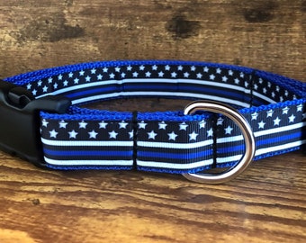 Back The Blue Handmade Stylish Dog Collar (medium/large breed)