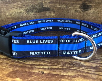 Blue Lives Matter Handmade Stylish Dog Collar (medium/large breed)