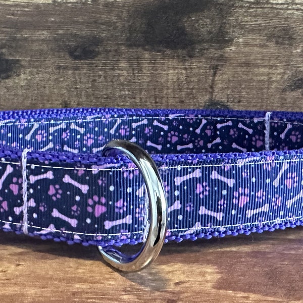 Purple Bones and Paws Handmade Stylish Dog Collar (medium/large breed)