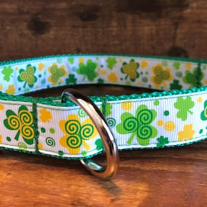 Whimsy Shamrocks Handmade Stylish Dog Collar (medium/large breed)