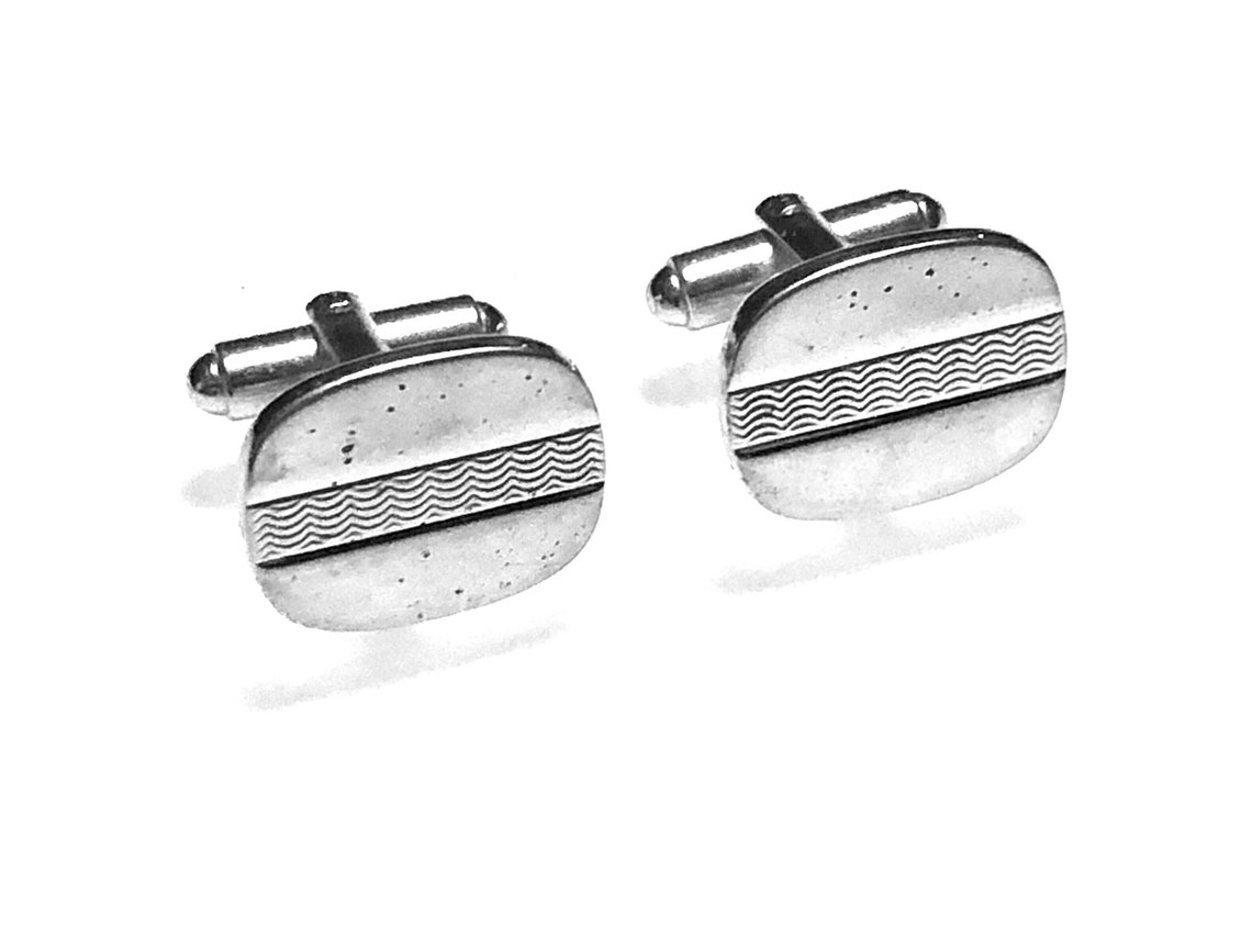 Vintage Cufflinks Men's Retro Silver Tone Metal Estate Etsy