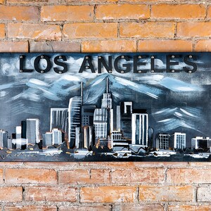 Los Angeles Cityscape Metal Sign Metal Black Los Angeles - Etsy