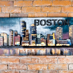 Boston Cityscape Metal Sign - Metal - Black - Boston Art - Wall Art - Restaurant Sign - Boston Decor - Metal Art - Highest Quality
