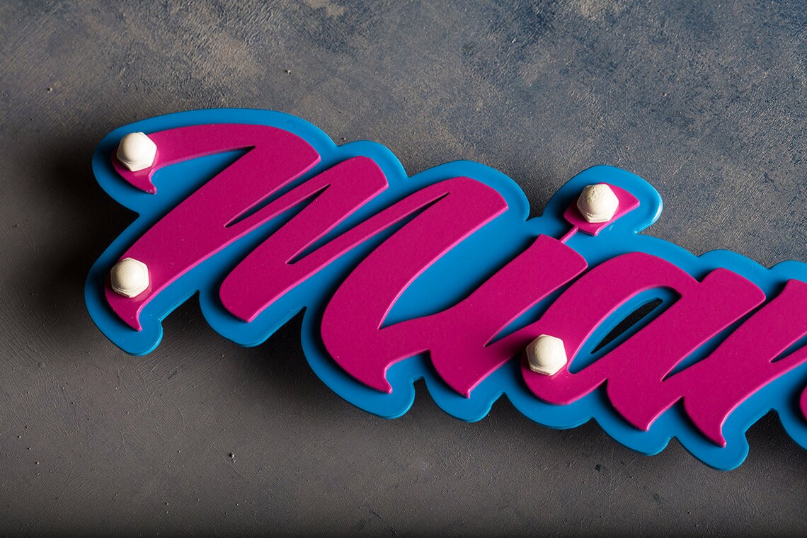 Miami Cityscape Metal Sign Metal Neon Retro Miami Art Etsy