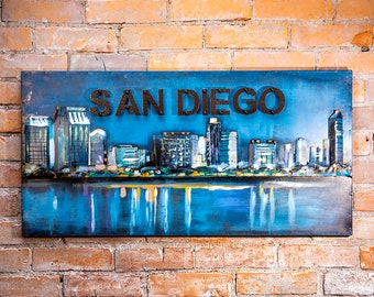 San Diego Cityscape Metal Sign - Metal - Rustic - San Diego Art - Wall Art - Restaurant Sign - Decor - Metal Art - Highest Quality