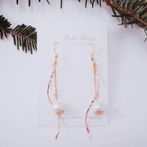 Simple elegant white cotton pearl drop earring for women dangle gold earrings wedding party