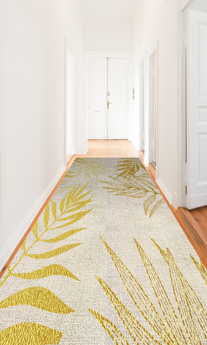 Vinyl carpet with goldcolored leaves Etsy