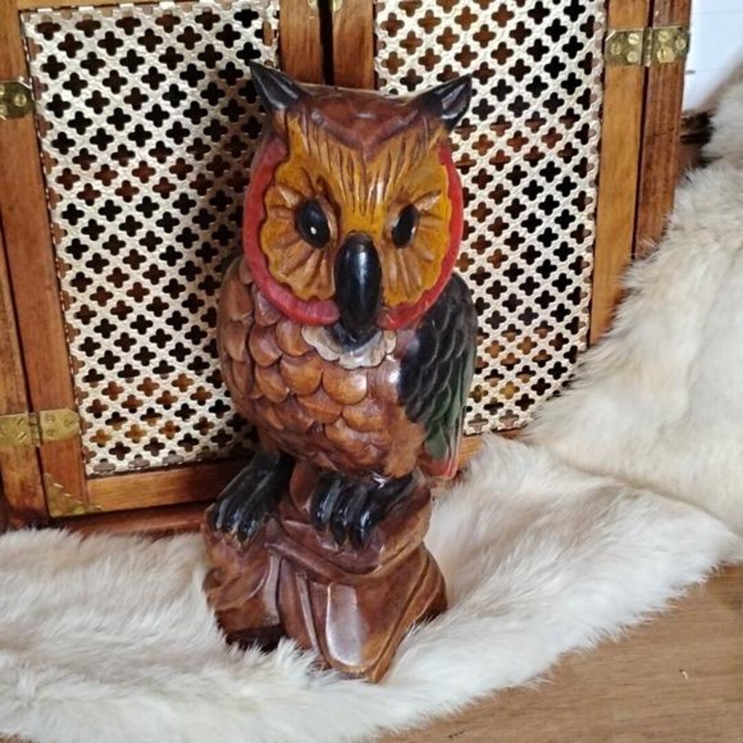 Owl - Hand Carved Kadam Wood Sculpture (5 in)