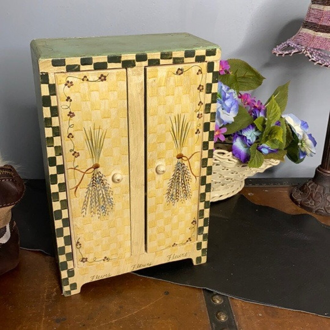Vintage Wooden Storage Small Counter Table Top Etsy