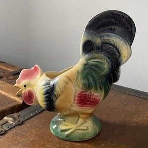Vintage Royal Coplay Rooster Planter - Ceramic Chicken Indoor Planter Pot - Country Farmhouse Home Decor - Small Indoor House Plant Pots
