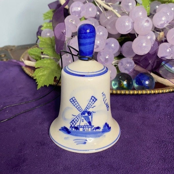 Vintage Delft Ceramic Candle Snuffer E&H # 10285 - VTG Blue and White Windmill Ceramic Snuff