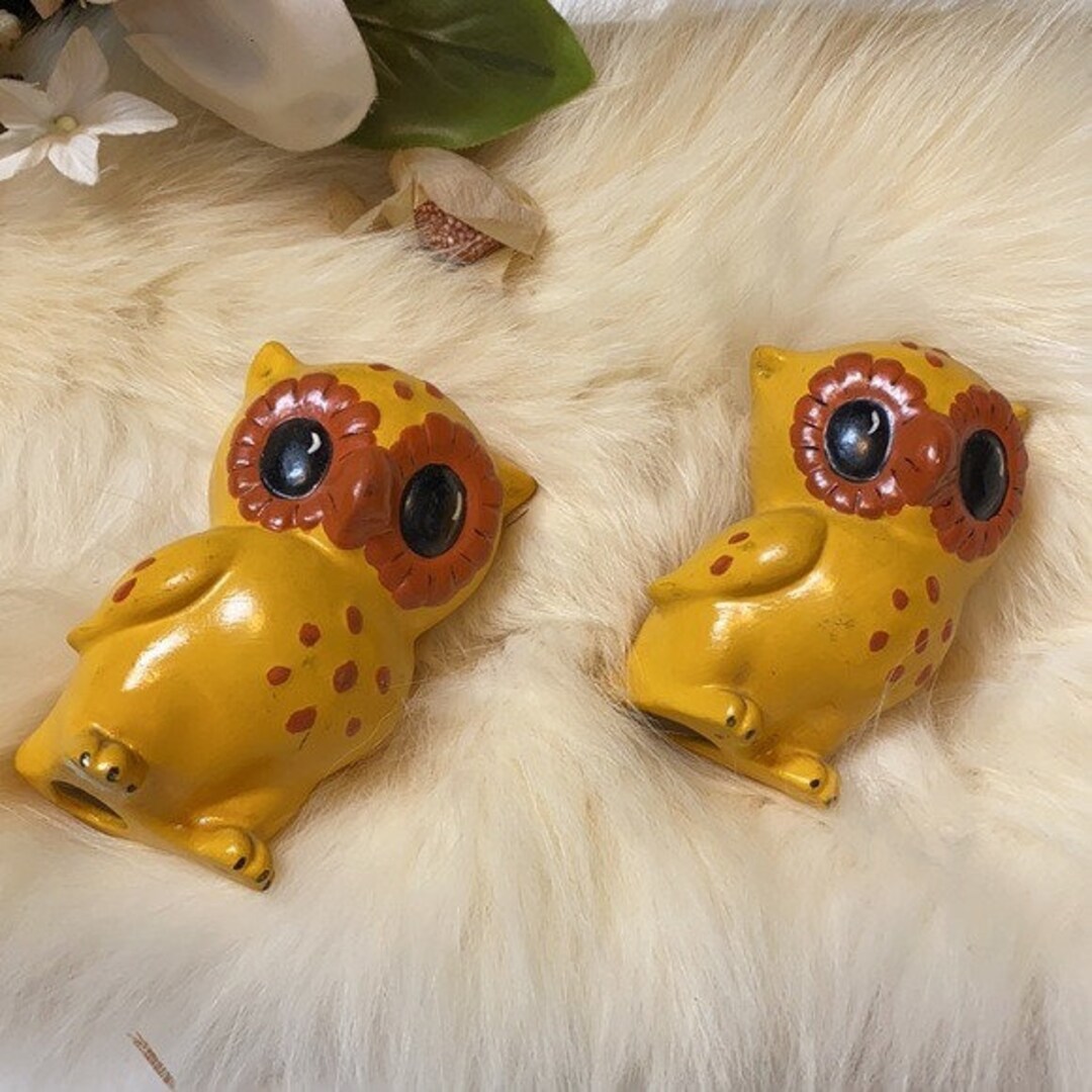 Vintage Ceramic Owl Figurines Set of 2 Small Knick Knack & Animal