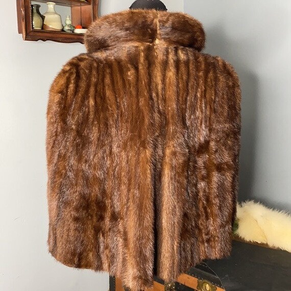 Vintage FLAH + Co. Fur Stole Cloak Cape w/ Arm Ho… - image 5