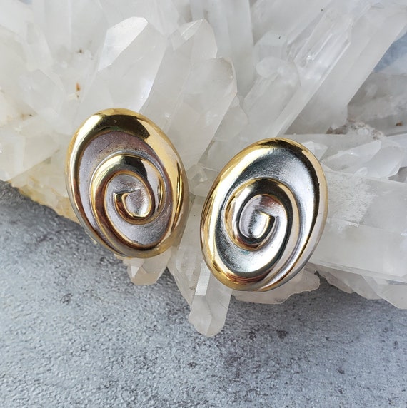 Swirl oval stud earrings, vintage Erwin Pearl run… - image 9
