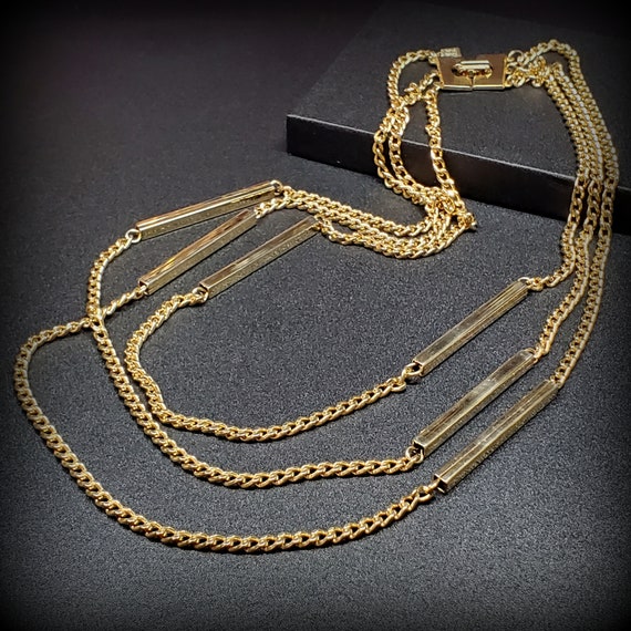 Vintage extra long layered chain necklace, Multi … - image 3