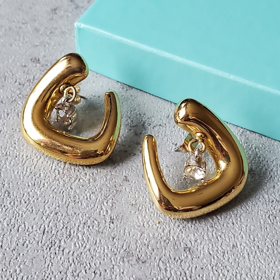 Vintage Extra large earrings statement silver gol… - image 4