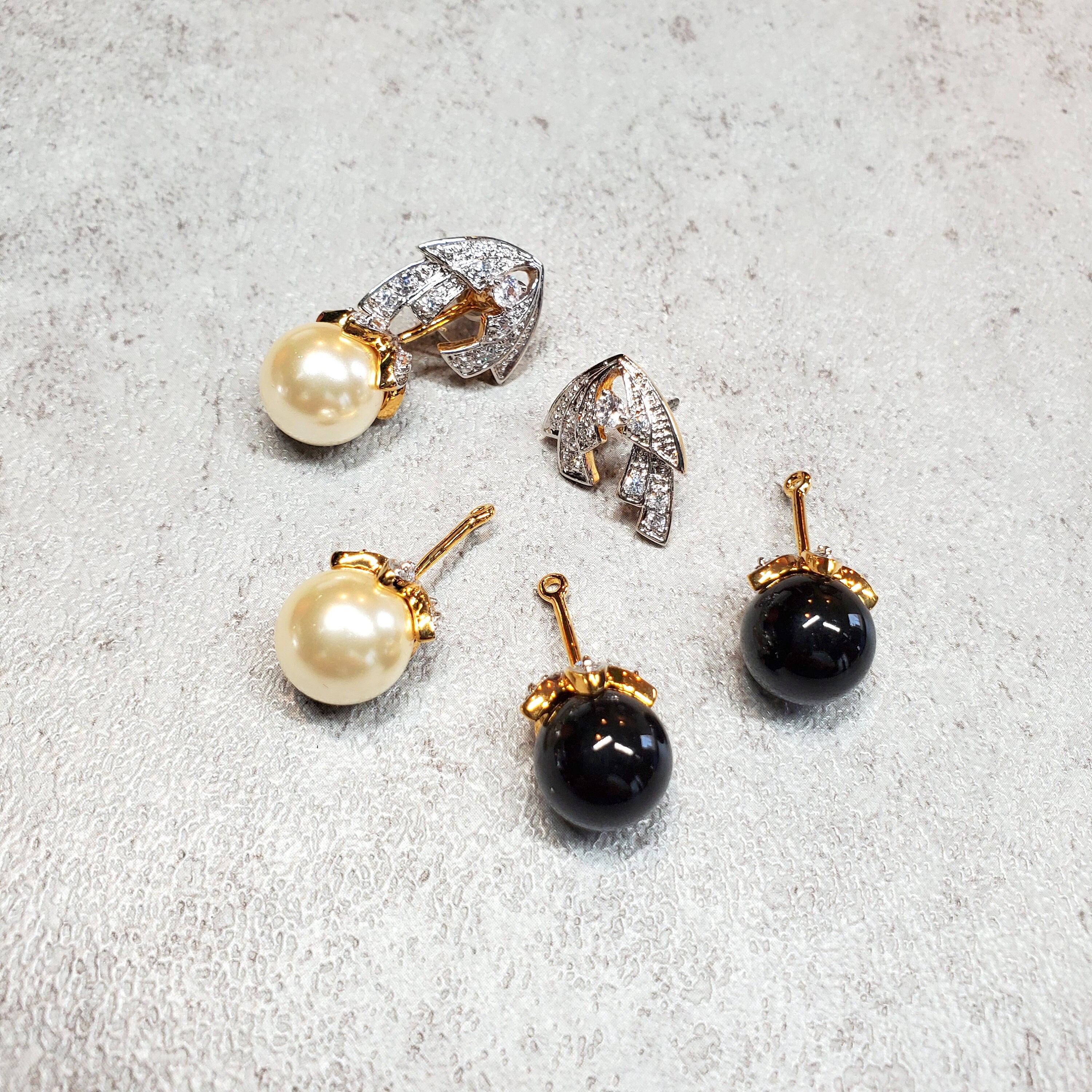 JBK jewelry Black and white pearl earrings Camrose and Kross Etsy