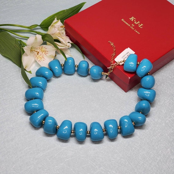 Vintage KJL jewelry blue necklace, Kenneth Jay La… - image 2