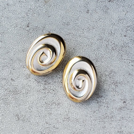 Swirl oval stud earrings, vintage Erwin Pearl run… - image 8