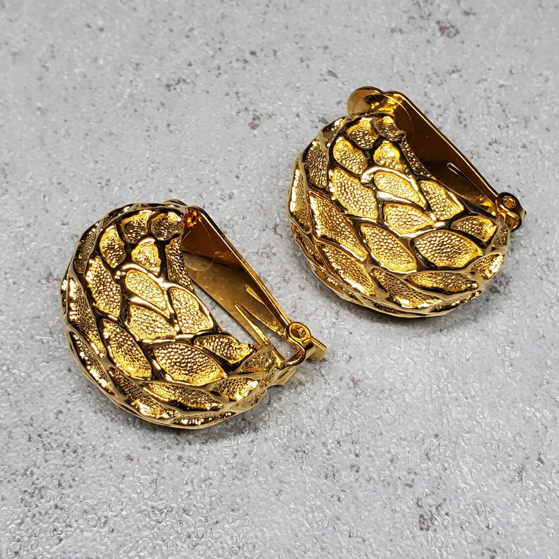 Extra large clip on earrings Vintage wide gold hoop earrings Etsy