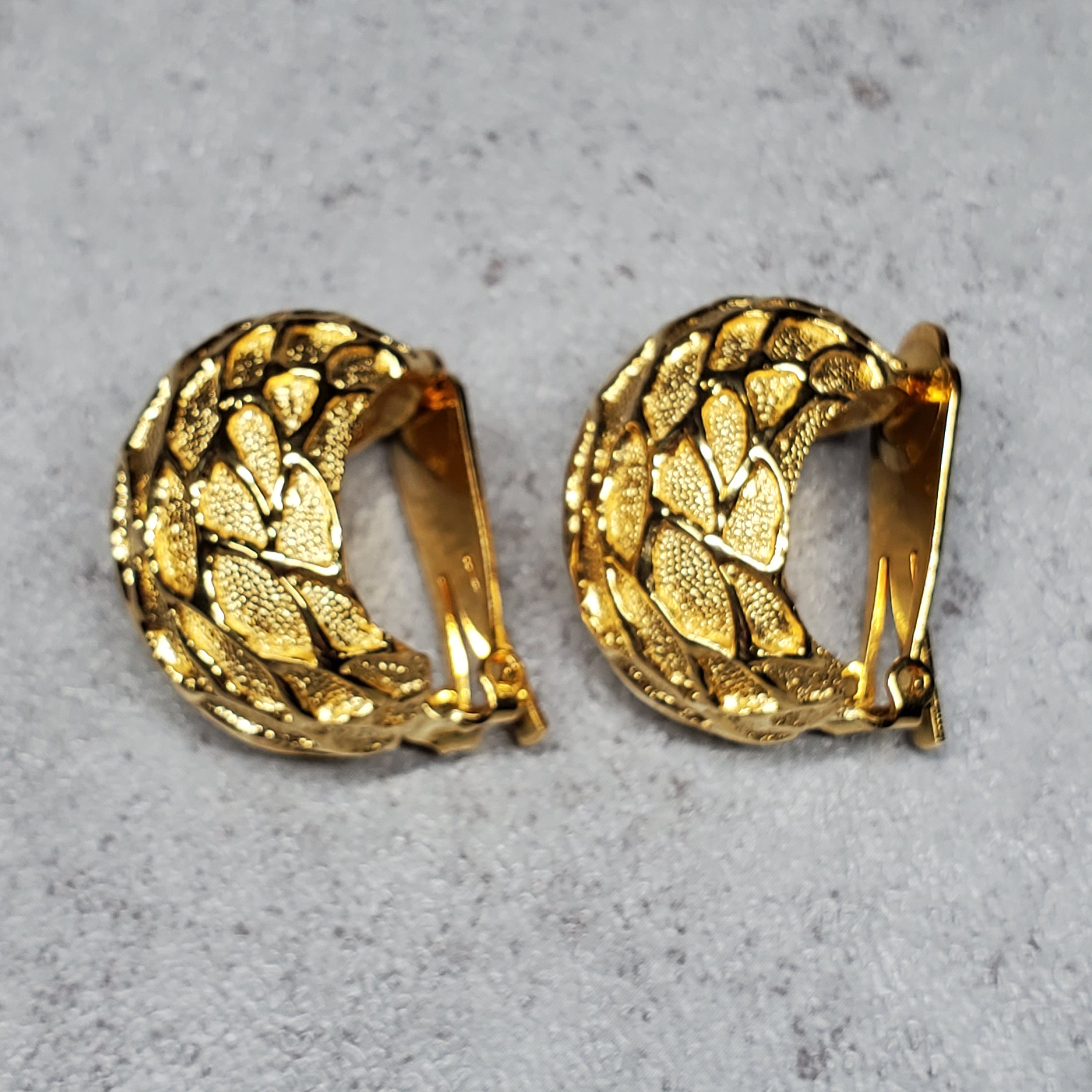 Extra large clip on earrings Vintage wide gold hoop earrings Etsy