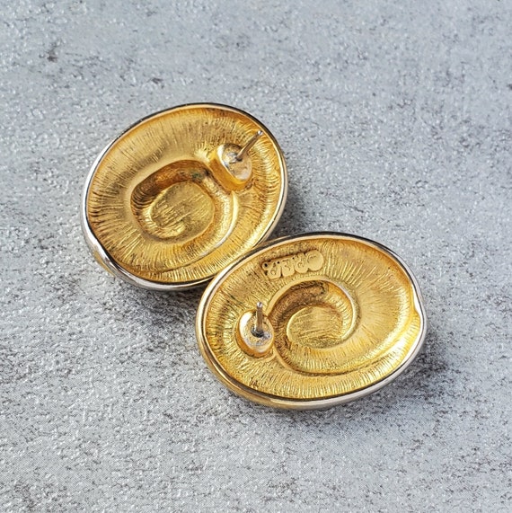 Swirl oval stud earrings, vintage Erwin Pearl run… - image 6