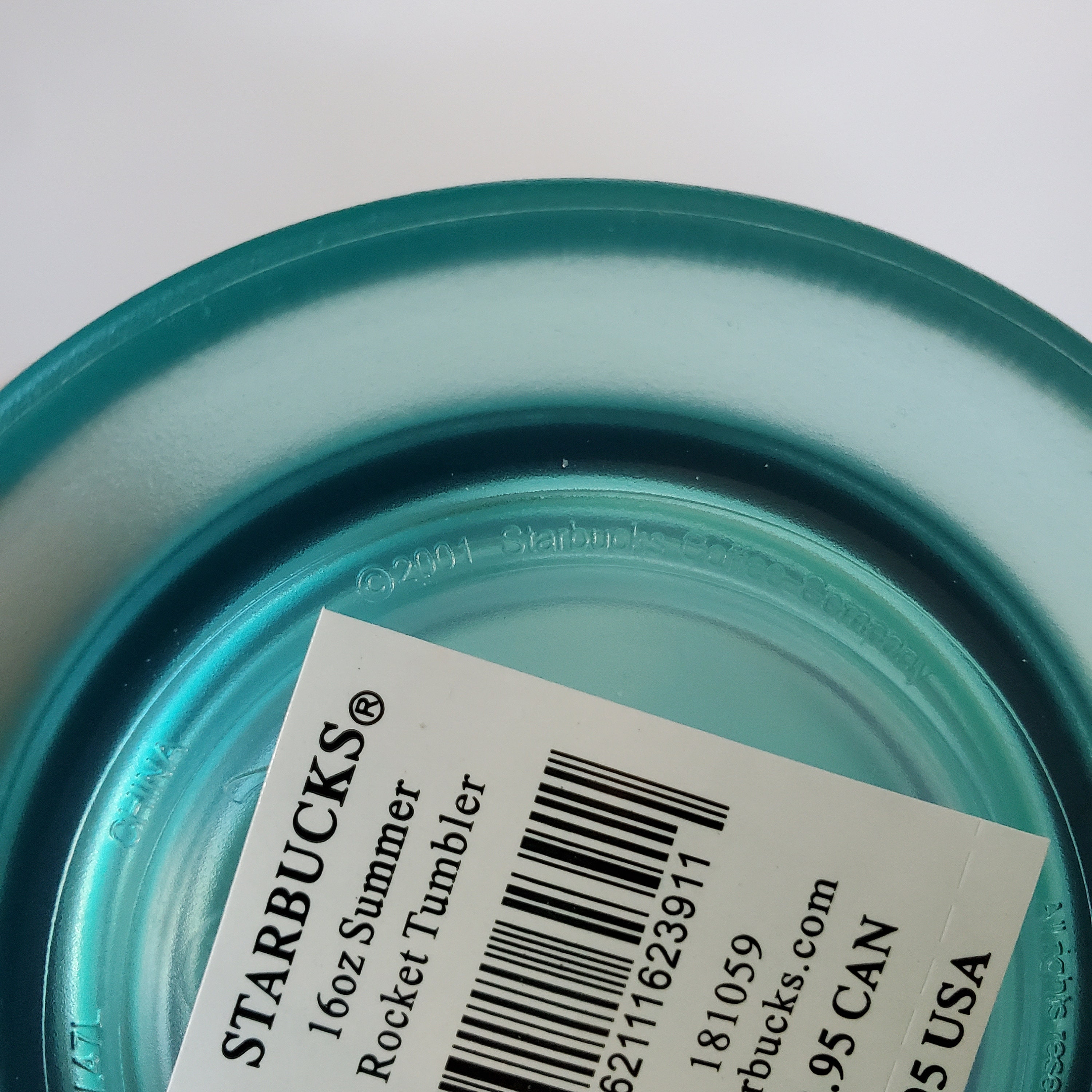 Vintage Starbucks 2001 Barista Summer Aqua Blue Plastic Rocket Tumbler ...