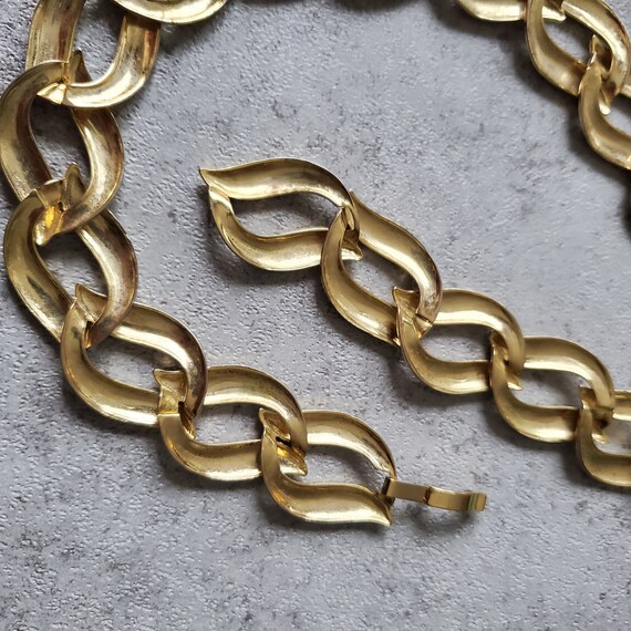 Vintage Gold chunky chain necklace, Brutalist ava… - image 8