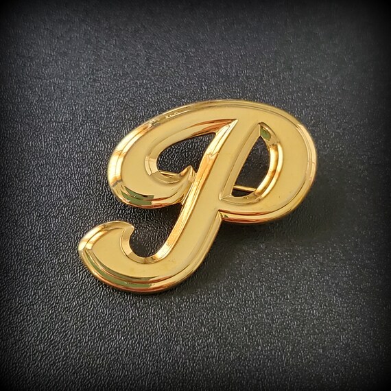 Letter P brooch monogram Initial Vintage Brooch p… - image 9