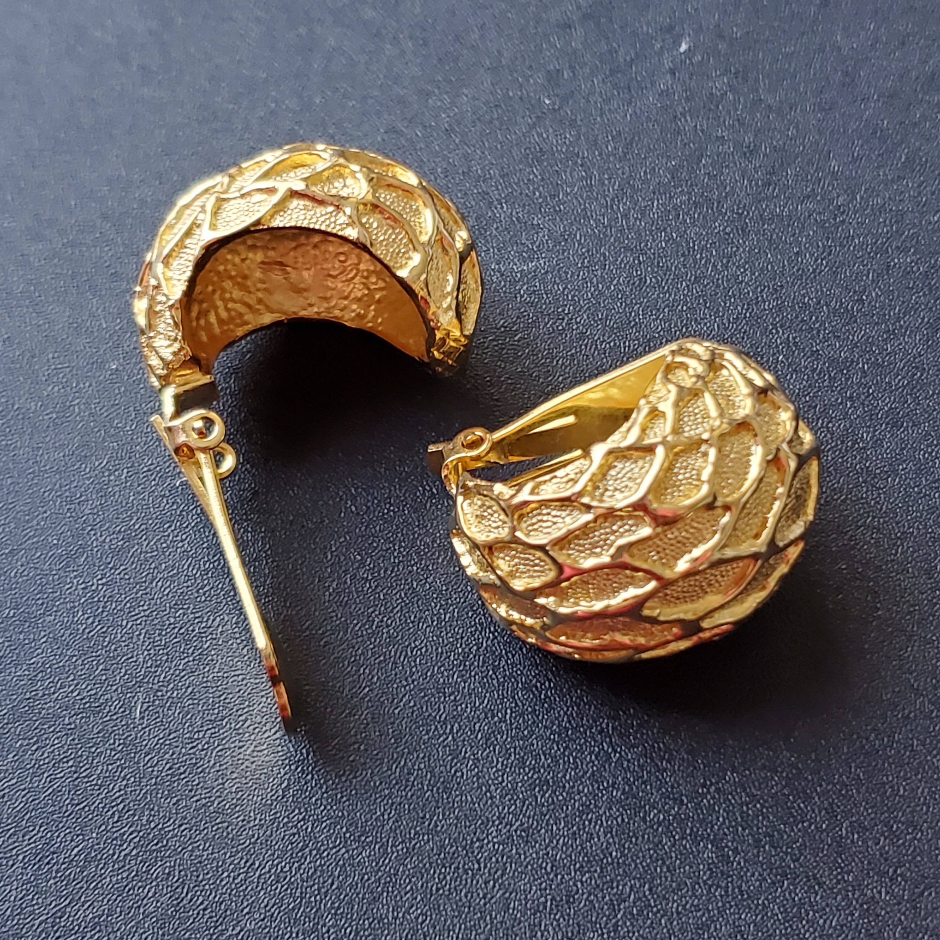 Extra large clip on earrings Vintage wide gold hoop earrings Etsy