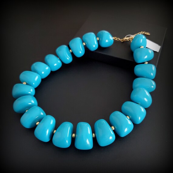 Vintage KJL jewelry blue necklace, Kenneth Jay Lan