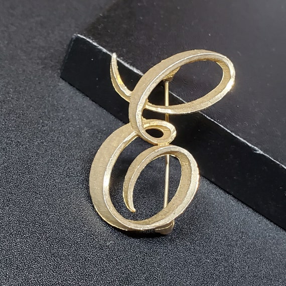 Vintage Letter E Brooch pin, E initial Stick pin … - image 2