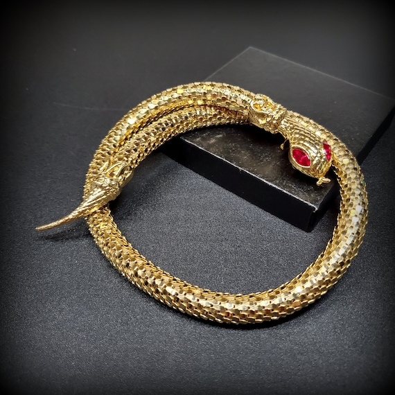 Vintage DL AULD Snake necklace, Designer gold snak