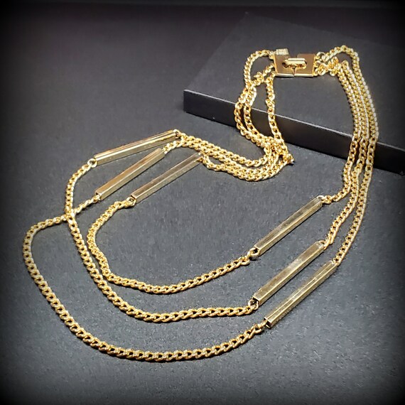 Vintage extra long layered chain necklace, Multi … - image 1